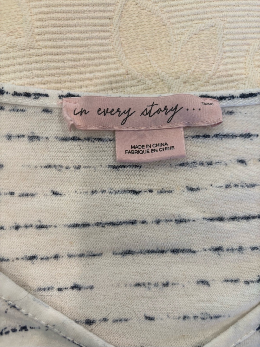 In Every Story Penningtons Striped Shoulder-Button Short Sleeve Top - Picture 2 of 5